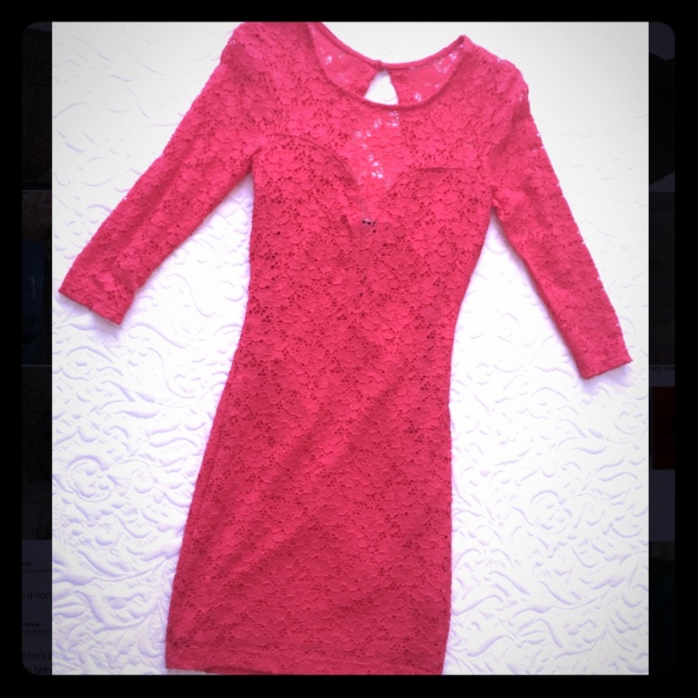 🎉 NWOT hot pink lace dress